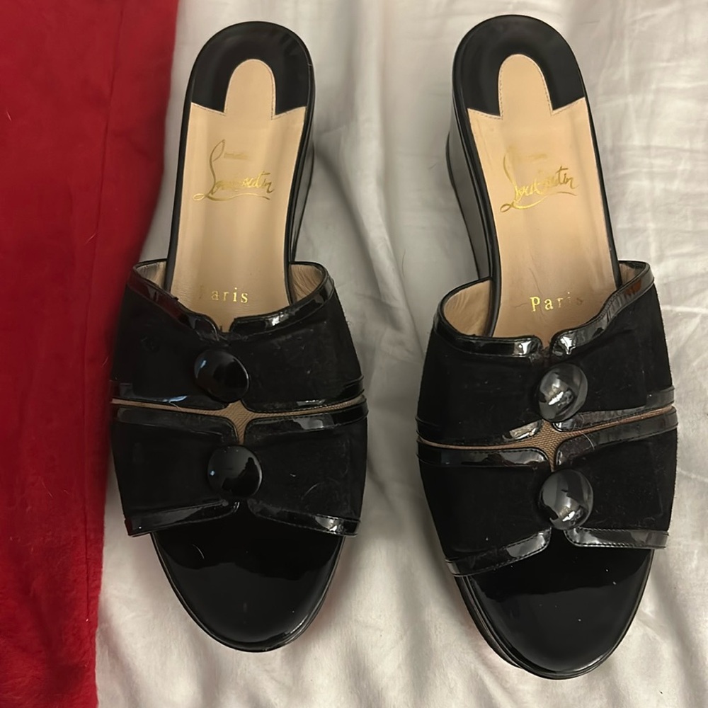 Christian Louboutin patent platform sandals size 39
